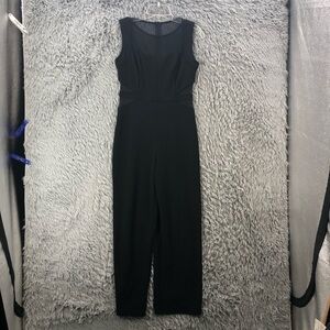 Alexa B Nites Jumpsuit Womens Size 6 Black Mess Neckline and Sides Zipper Back